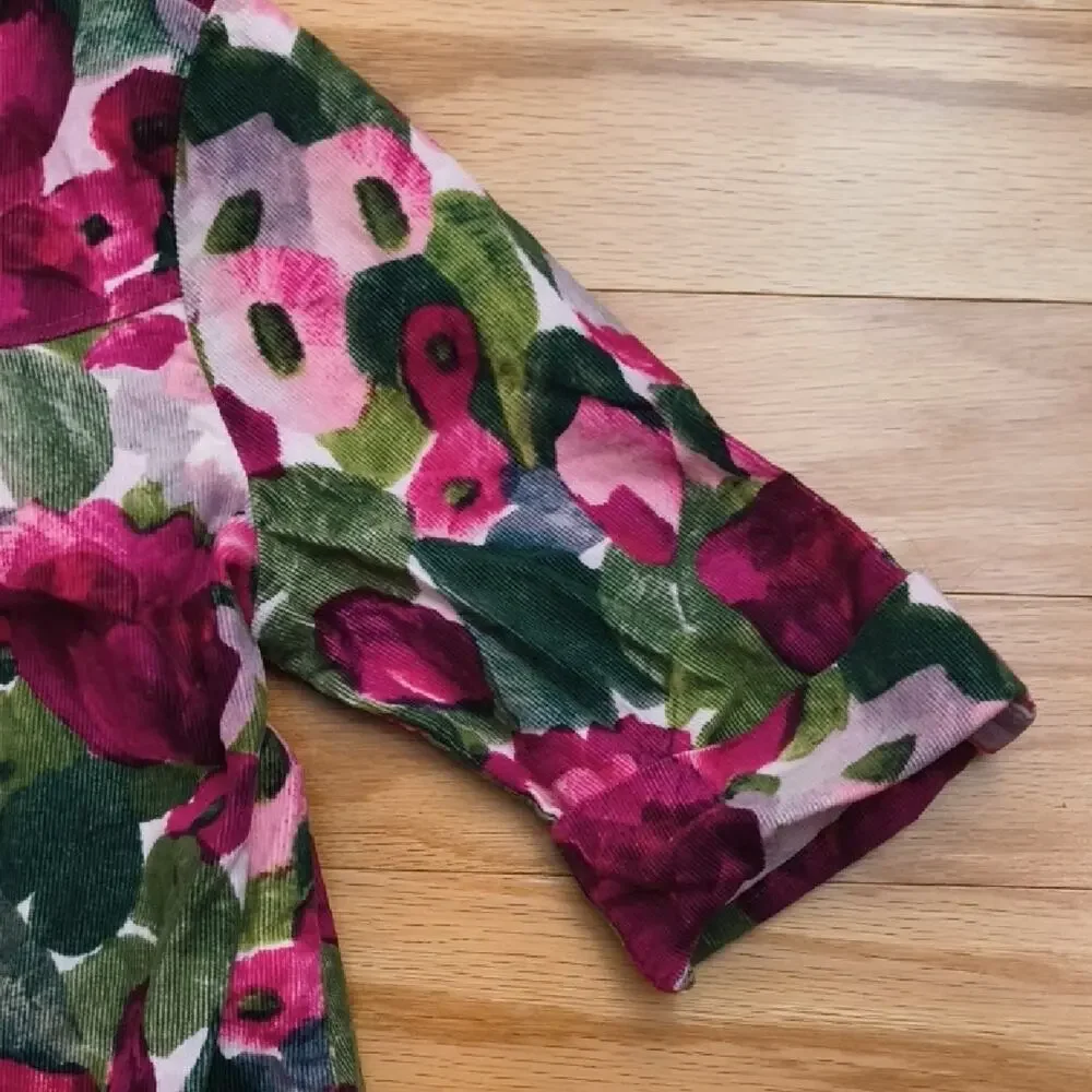 Gymboree, Floral Corduroy Dress 100% Cotton Size 12 NWT